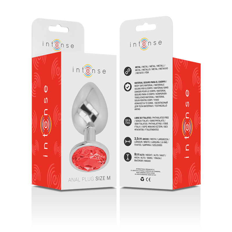 Plug Anale in Metallo con Cristallo Rosso Misura M