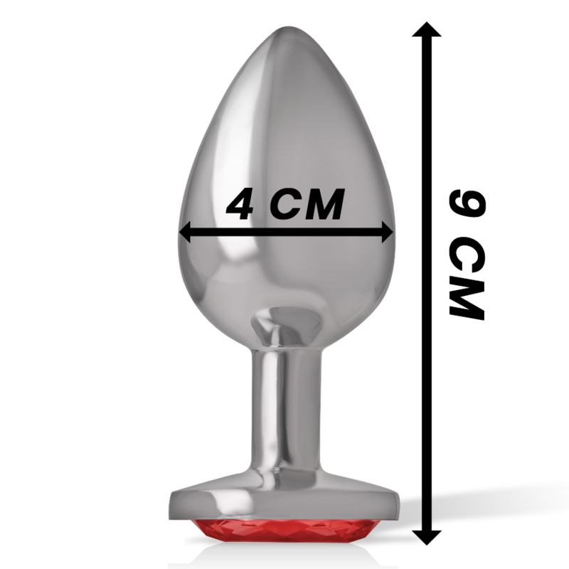 Plug Anale in Metallo Alluminio con Cristallo Rosso Misura L