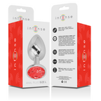Plug Anale in Metallo Alluminio con Cristallo Rosso Misura L