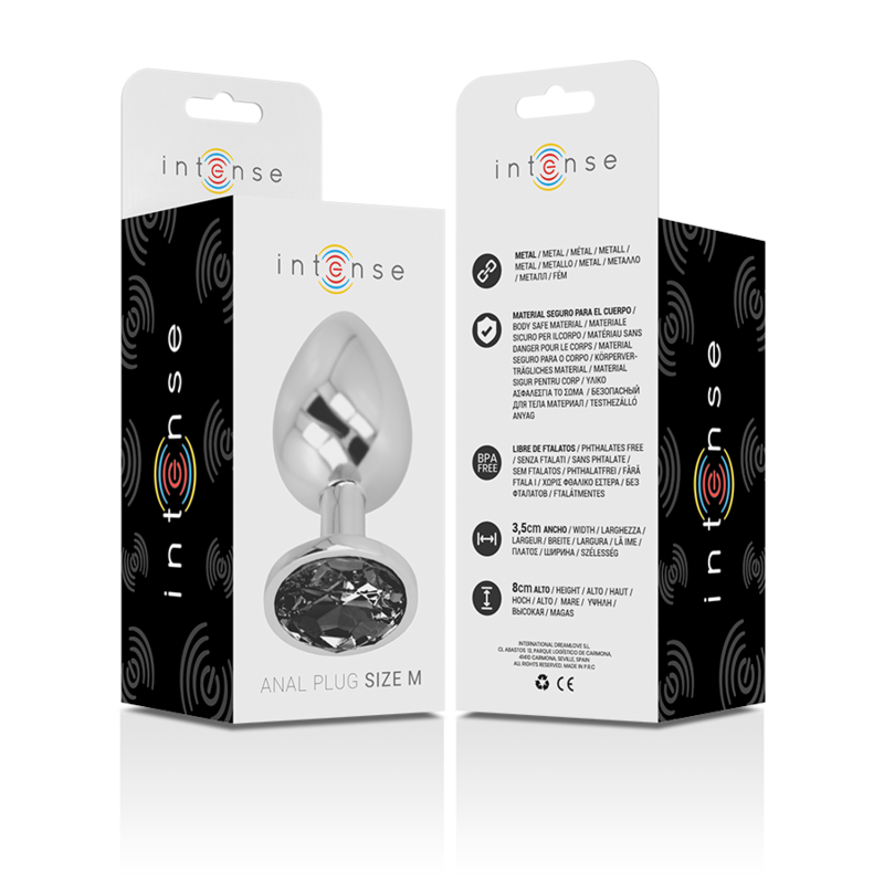 Plug Anale in Metallo Alluminio con Vetro Nero Taglia M