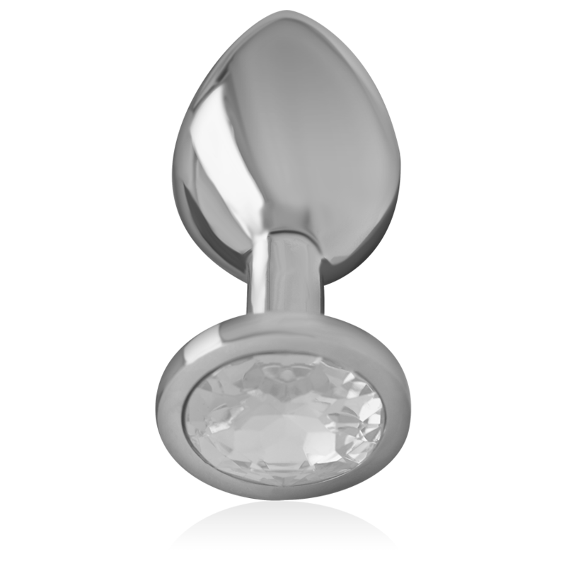 Plug Anale in Metallo Alluminio con Cristallo Argento Misura S