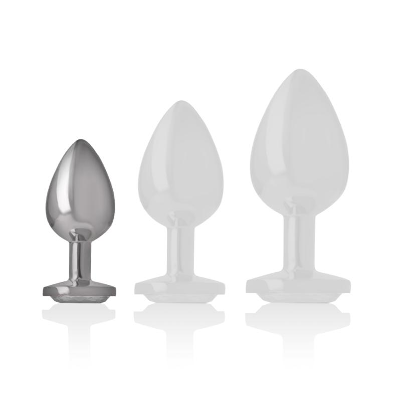 Plug Anale in Metallo Alluminio con Cristallo Argento Misura S