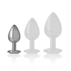 Plug Anale in Metallo Alluminio con Cristallo Argento Misura S