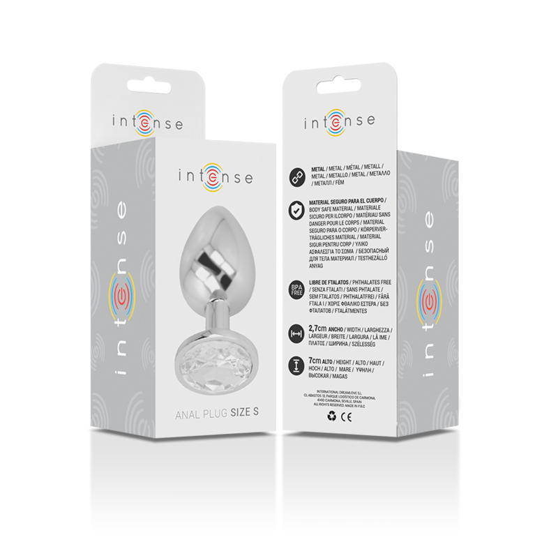 Plug Anale in Metallo Alluminio con Cristallo Argento Misura S