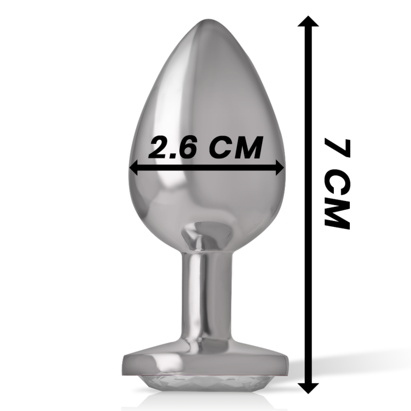 Plug Anale in Metallo Alluminio con Cristallo Argento Misura S