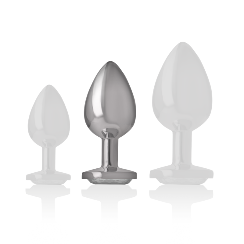 Plug Anale in Metallo Alluminio con Cristallo Argento Taglia M