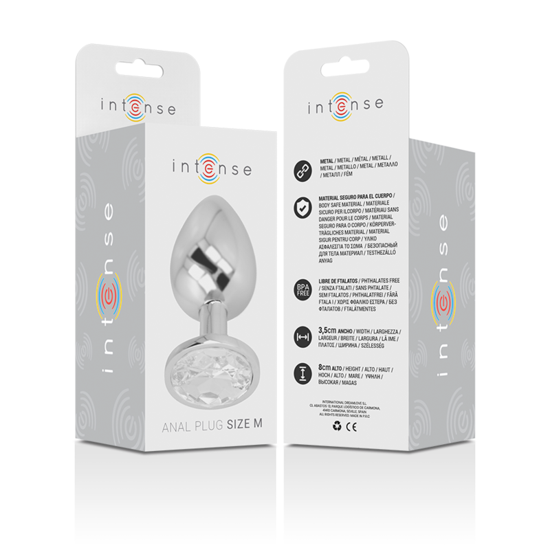 Plug Anale in Metallo Alluminio con Cristallo Argento Taglia M