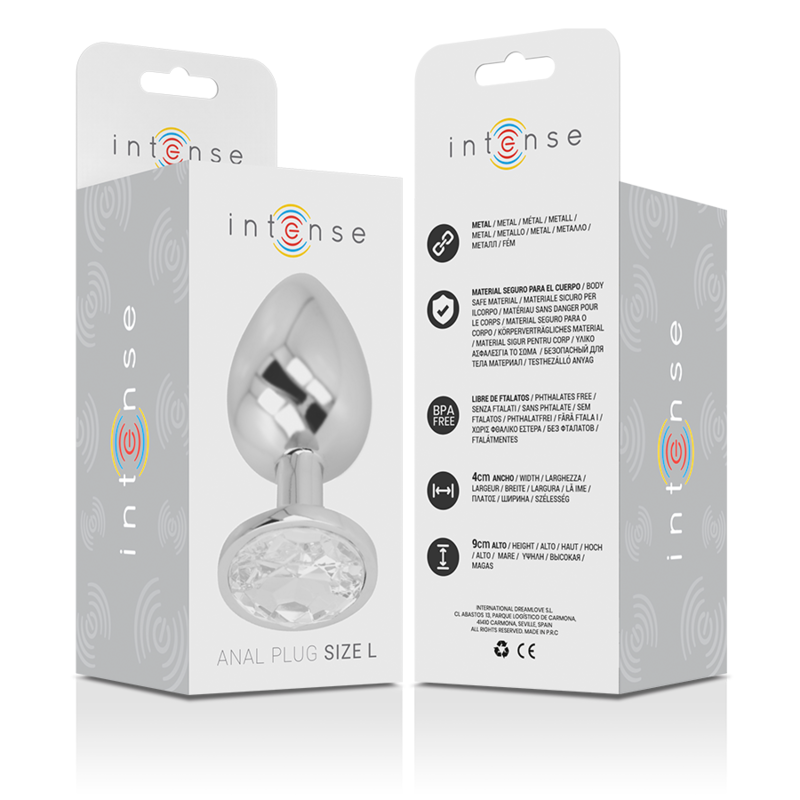 Plug Anale in Metallo Alluminio con Cristallo Argento Misura L