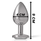 Plug Anale in Metallo Alluminio con Cristallo Argento Misura L