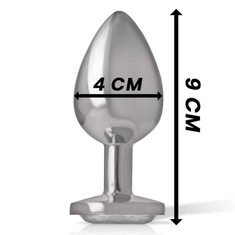 Plug Anale in Metallo Alluminio con Cristallo Argento Misura L