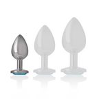 Plug Anale in Metallo Alluminio con Cristallo Blu Taglia S