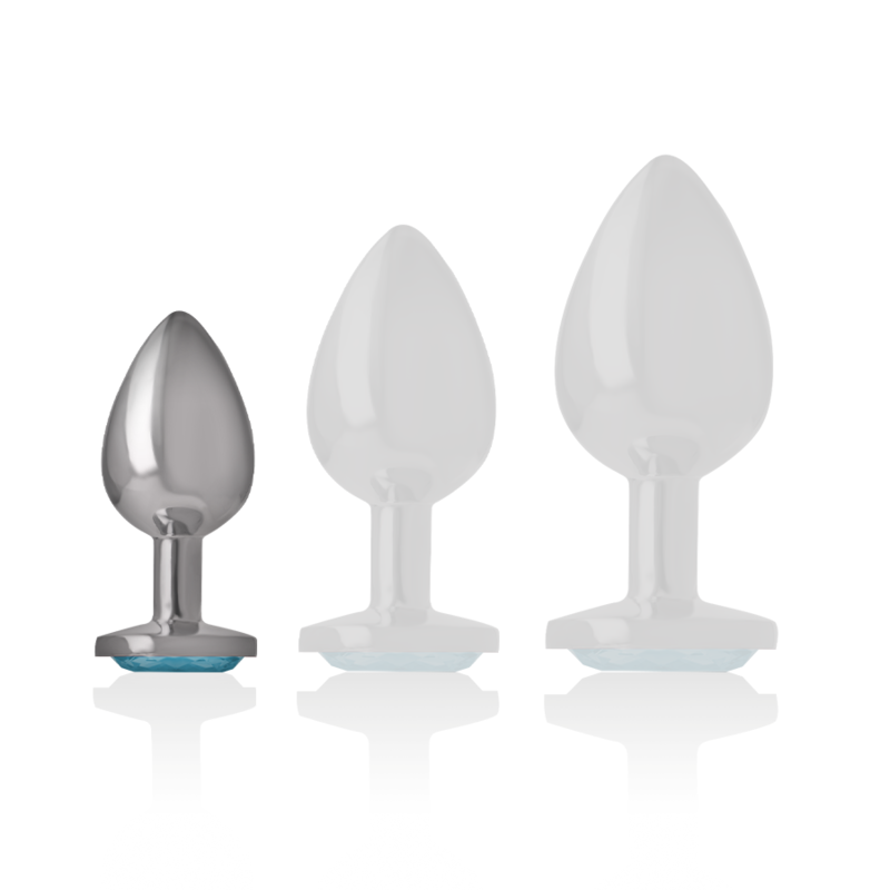 Plug Anale in Metallo Alluminio con Cristallo Blu Taglia S