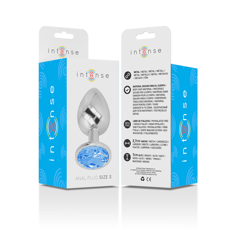 Plug Anale in Metallo Alluminio con Cristallo Blu Taglia S