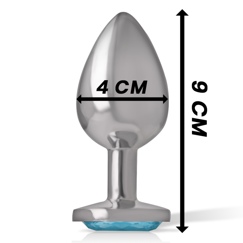Plug Anale in Metallo Alluminio con Cristallo Blu Taglia L