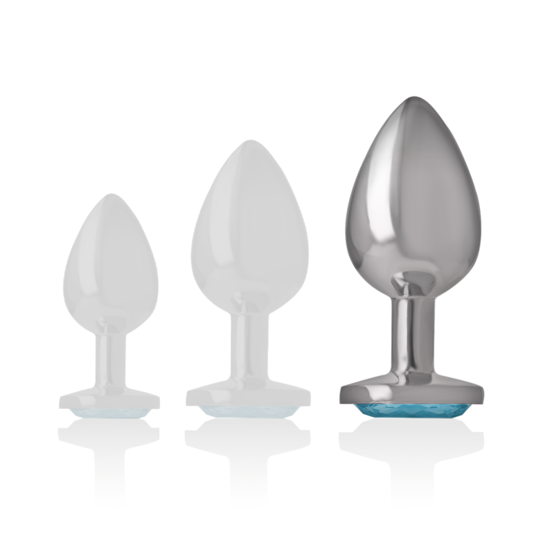 Plug Anale in Metallo Alluminio con Cristallo Blu Taglia L