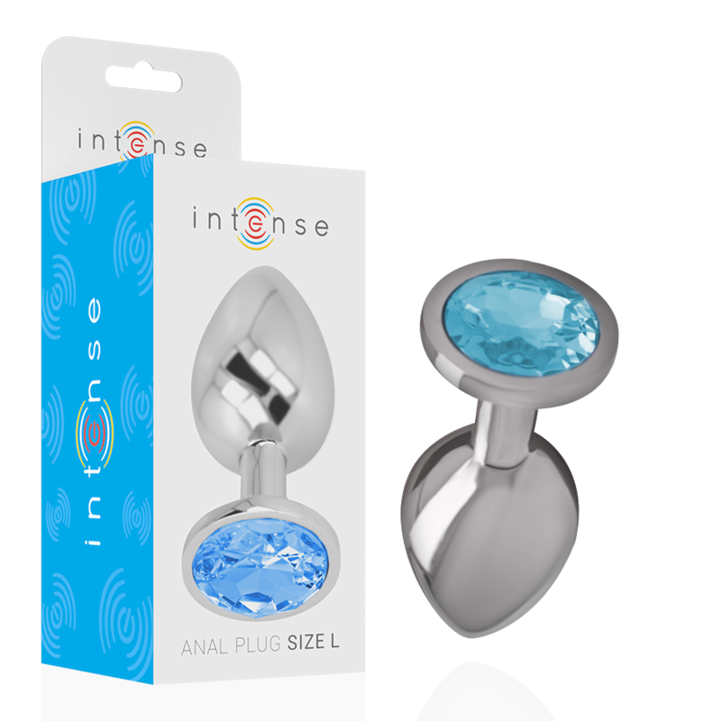 Plug Anale in Metallo Alluminio con Cristallo Blu Taglia L