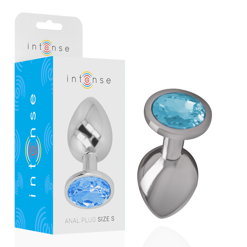 Plug Anale in Metallo Alluminio con Cristallo Blu Taglia S