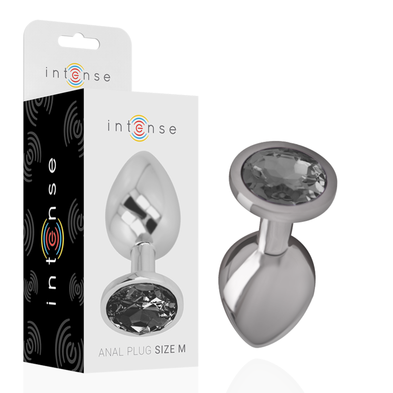 Plug Anale in Metallo Alluminio con Vetro Nero Taglia M