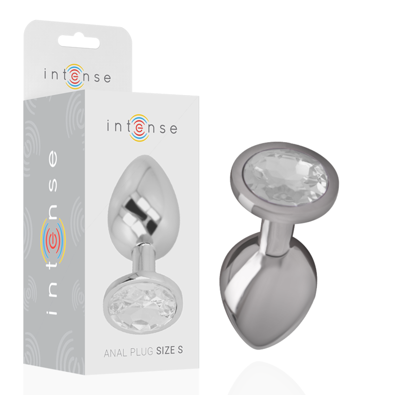 Plug Anale in Metallo Alluminio con Cristallo Argento Misura S