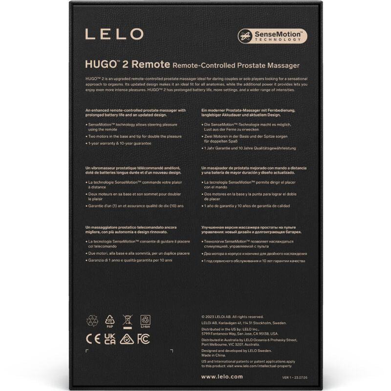 LELO Hugo 2 – Massaggiatore Prostatico con Telecomando Nero