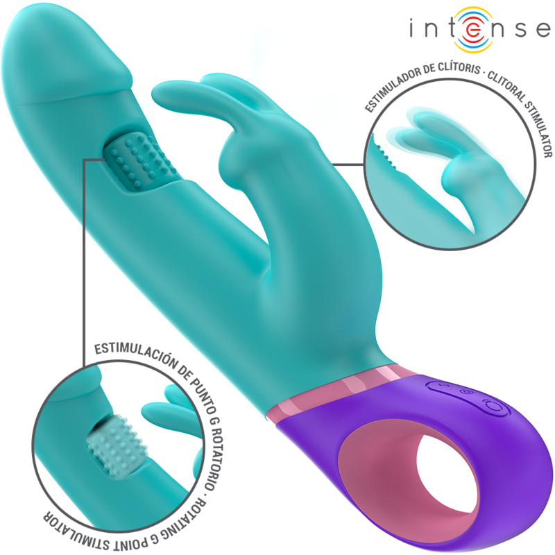 Monica – Vibratore Rabbit con Stimolatore G-Spot Rotante Blu