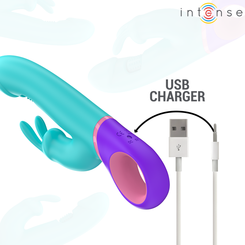 Monica – Vibratore Rabbit con Stimolatore G-Spot Rotante Blu