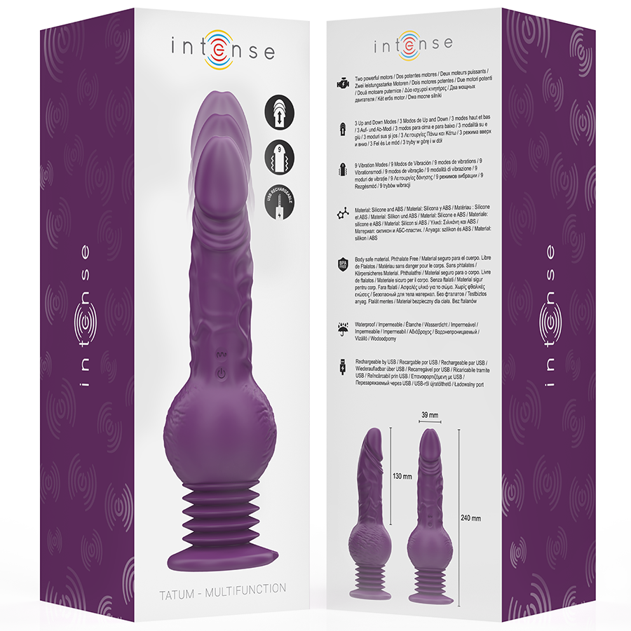 Vibratore Multifunzione Tatum con Vibrazione su e Giù 24 cm Viola