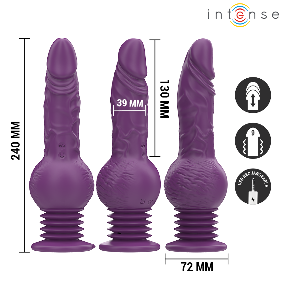 Vibratore Multifunzione Tatum con Vibrazione su e Giù 24 cm Viola