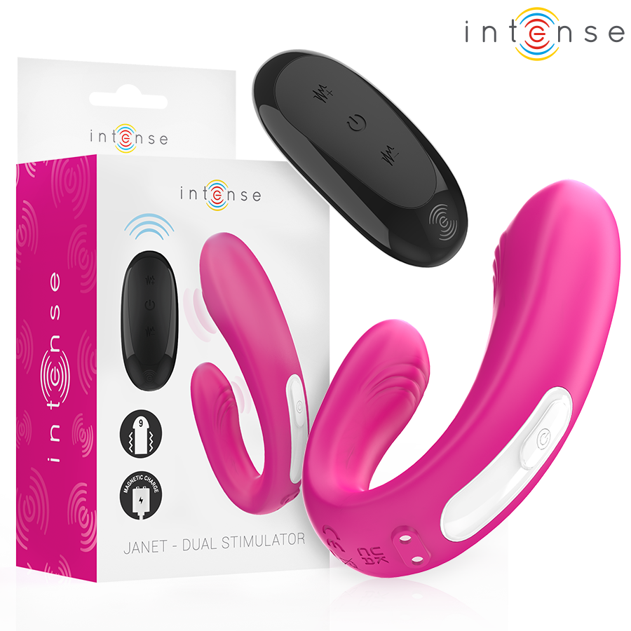 Janet – Dual Stimolatore e Vibratore a Forma di U con Telecomando Rosa