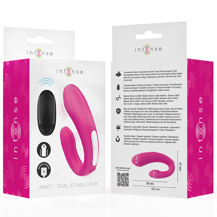 Janet – Dual Stimolatore e Vibratore a Forma di U con Telecomando Rosa