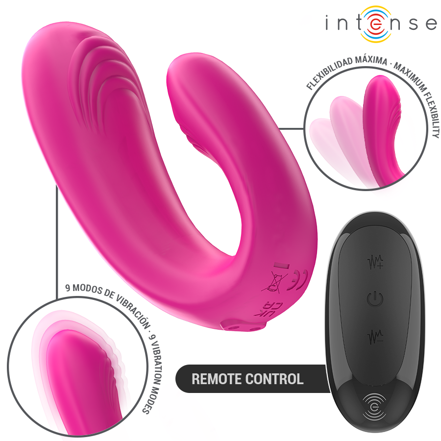 Janet – Dual Stimolatore e Vibratore a Forma di U con Telecomando Rosa