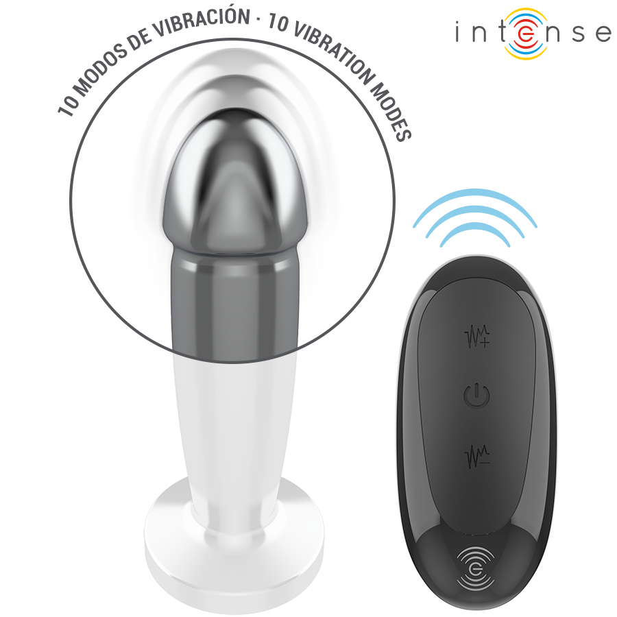 Plug Anale 10 Vibrazioni Dildo Metallo con Telecomando S