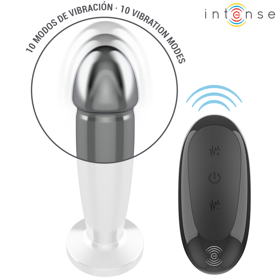 Plug Anale 10 Vibrazioni Dildo Metallo con Telecomando M