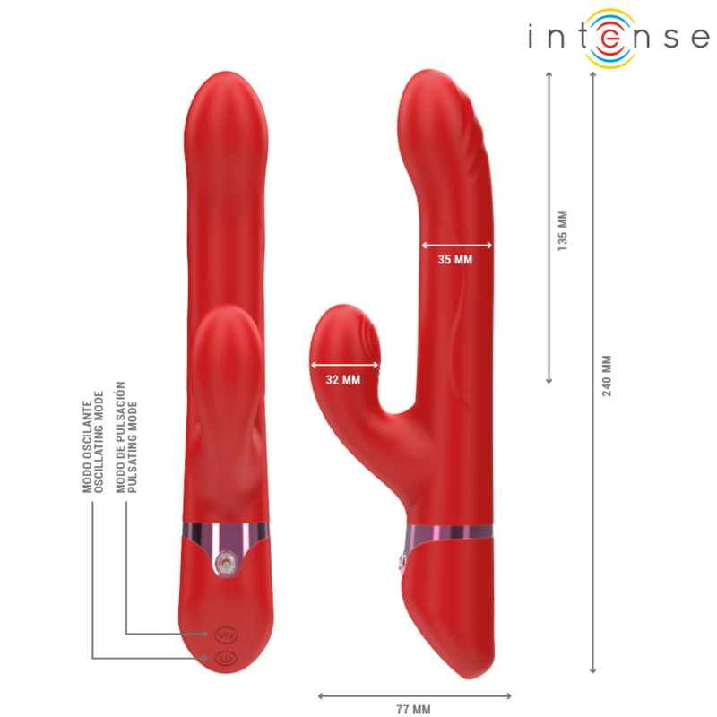 Lele – Vibratore Multifunzione Rotante e Oscillante e Stimolante Rosso