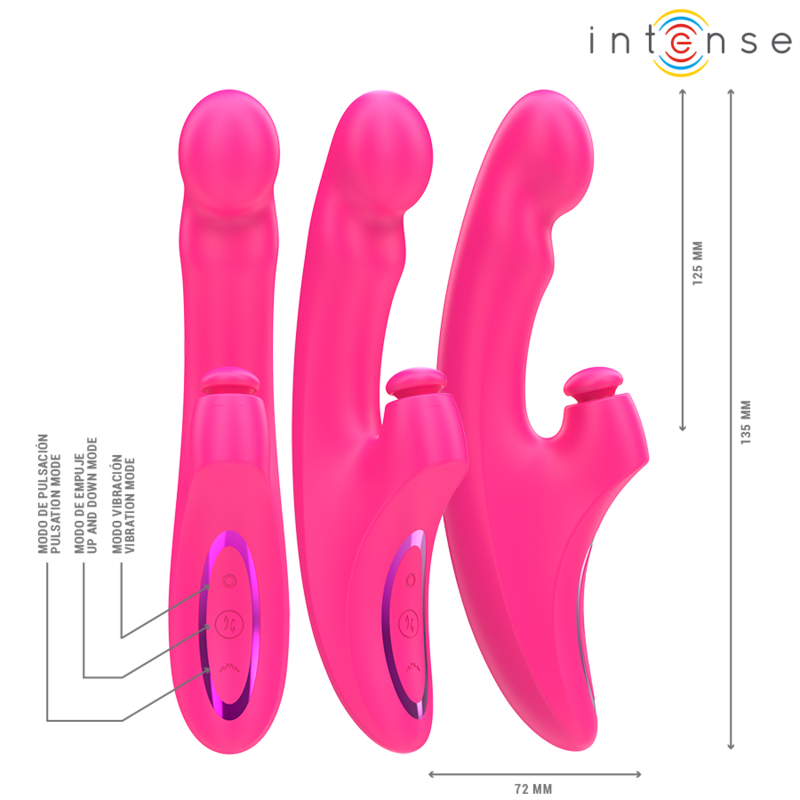 Vibratore Emi 13,5 cm Multifunzione 3 in 1 10 Vibrazioni Rosa