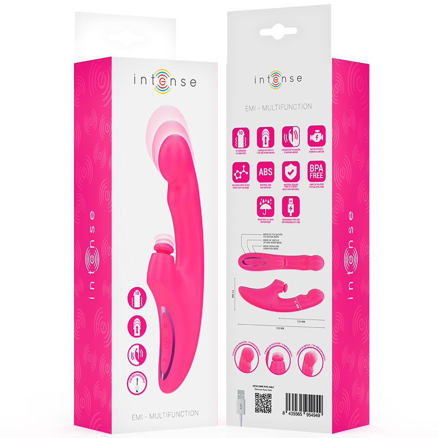 Vibratore Emi 13,5 cm Multifunzione 3 in 1 10 Vibrazioni Rosa