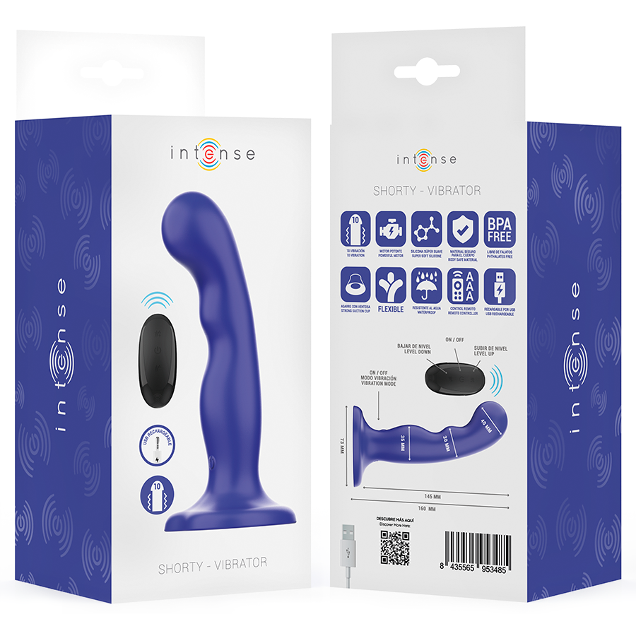 Vibratore Shorty con Ventosa Telecomando Blu