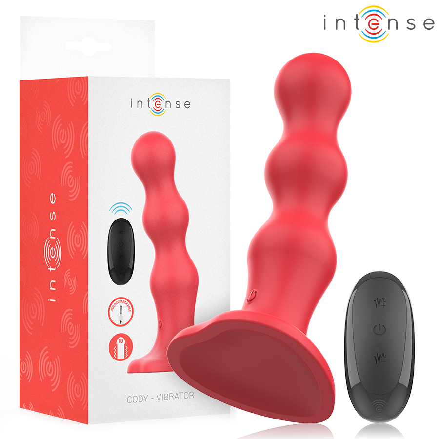 Cody – Vibratore con Ventosa Telecomando Rosso