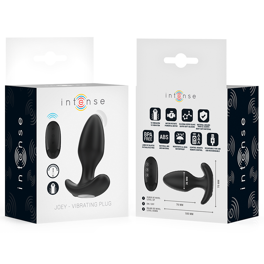 Joey – Plug Anale 10 Vibrazioni Nero Telecomando