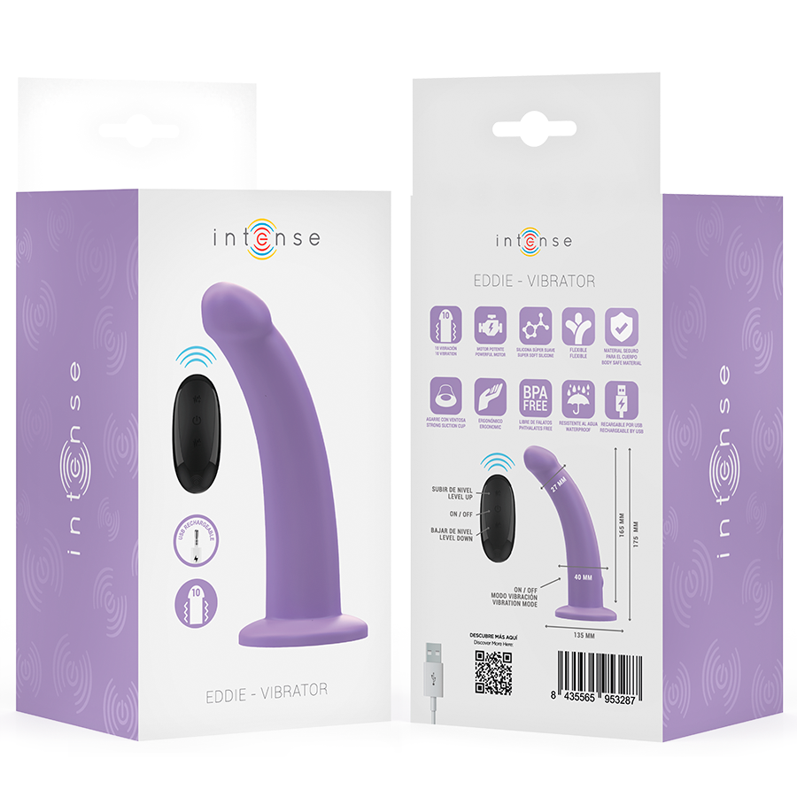 Vibratore Eddie 17,5 cm 10 Vibrazioni Viola Telecomando