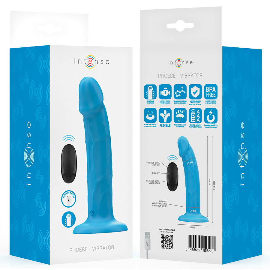 Phoebe – Vibratore Realistico 10 Vibrazioni Telecomando Blu