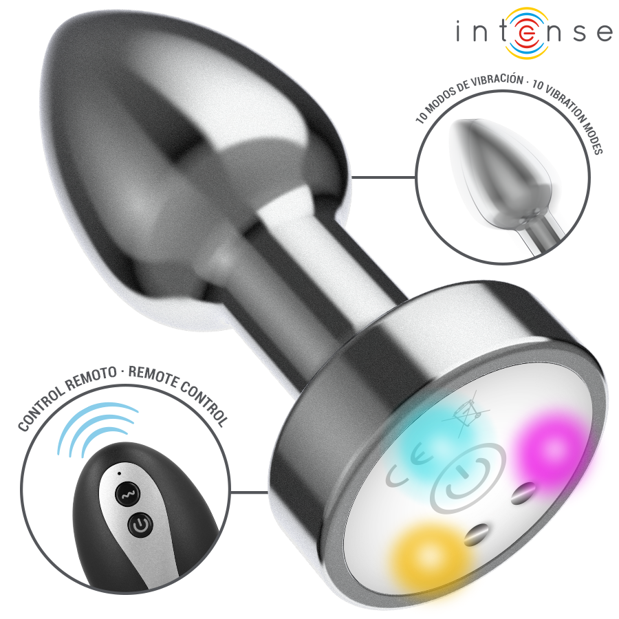 Plug Anale Vibrante in Metallo con Luci LED e Telecomando - Taglia M