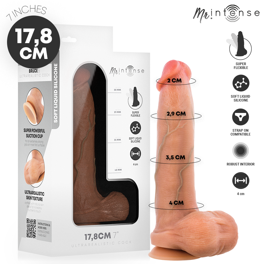 Dildo in Silicone di Bruce S con Testicoli 17,8 cm Ø 4 cm