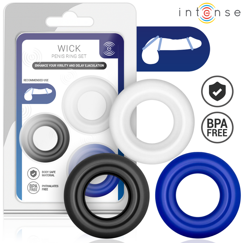 Set di 3 Anelli per Pene Wick, Vari Colori