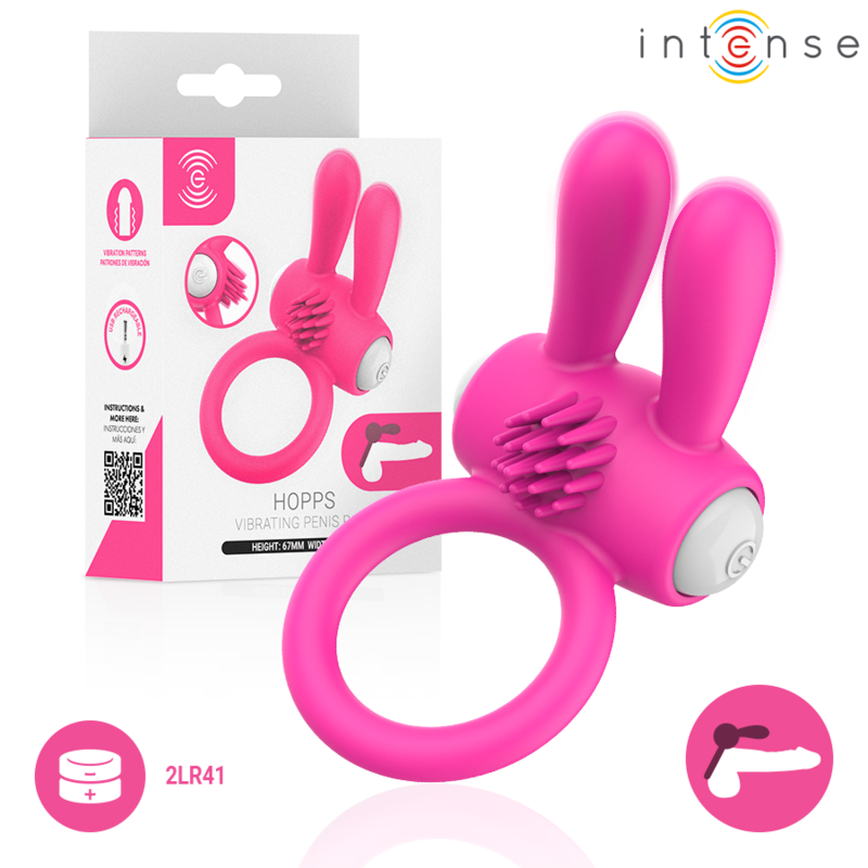 Anello Vibrante per Pene Hopps con Stimolazione Clitoridea Rosa